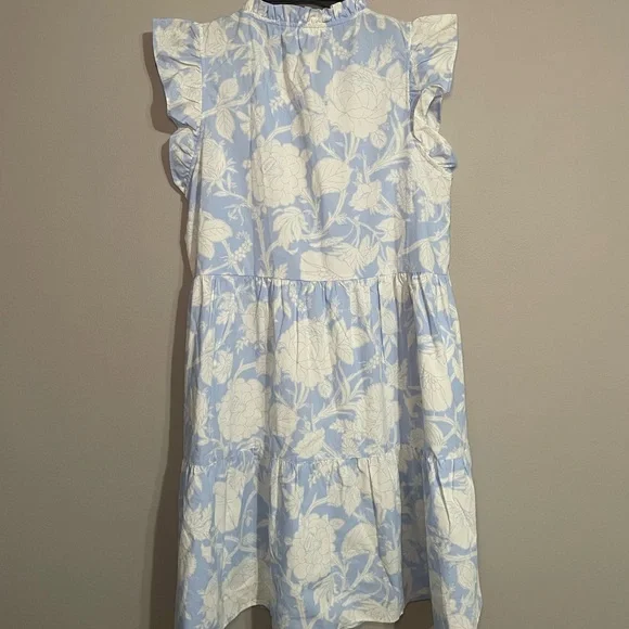 Time and Tru Women’s Blue and White Floral Tiered Mini Dress Medium BNWT - Picture 6 of 6